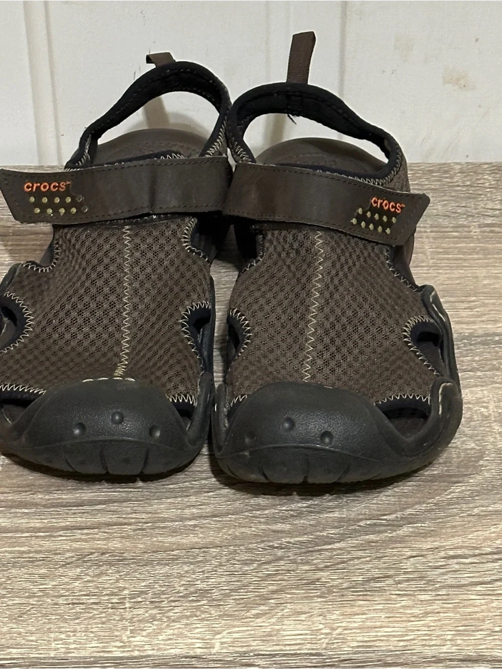 Crocs Mens Size 8 Swiftwater Clogs Sandals‎ Brown Mesh 15041